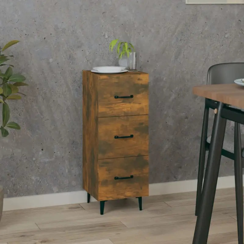 Elegant dressoir van bewerkt hout voor een stijlvolle en praktische woonkamer - Gerookt eiken / 1 - Dressoirs &