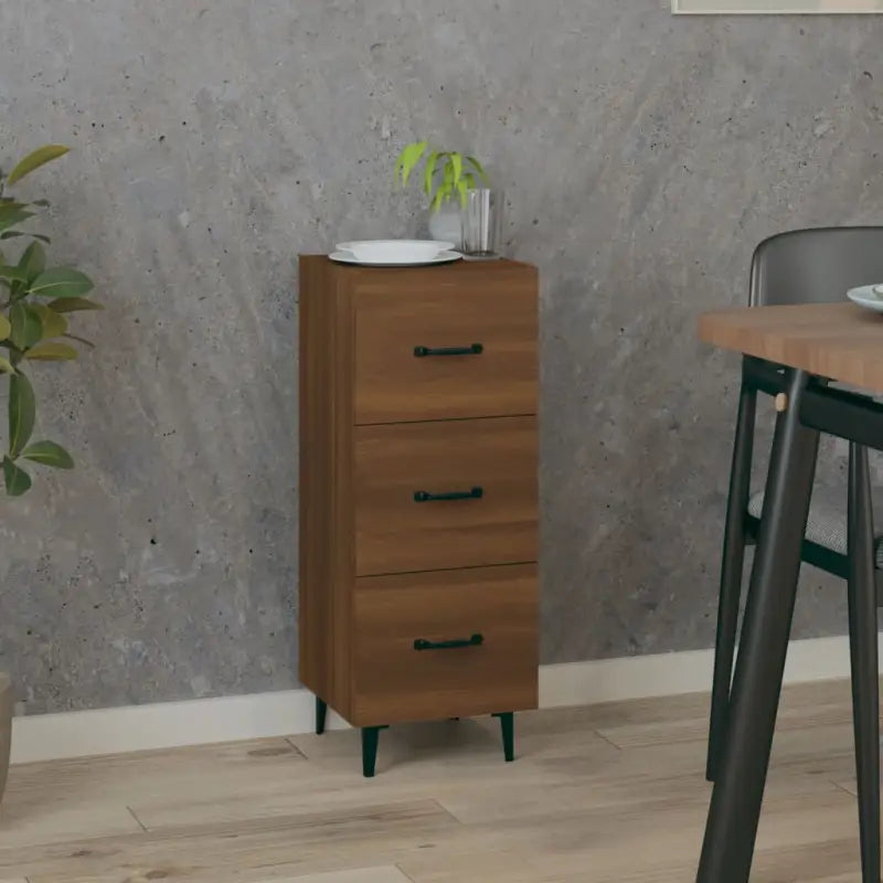 Elegant dressoir van bewerkt hout voor een stijlvolle en praktische woonkamer - bruin eikenkleur / 1 - Dressoirs &