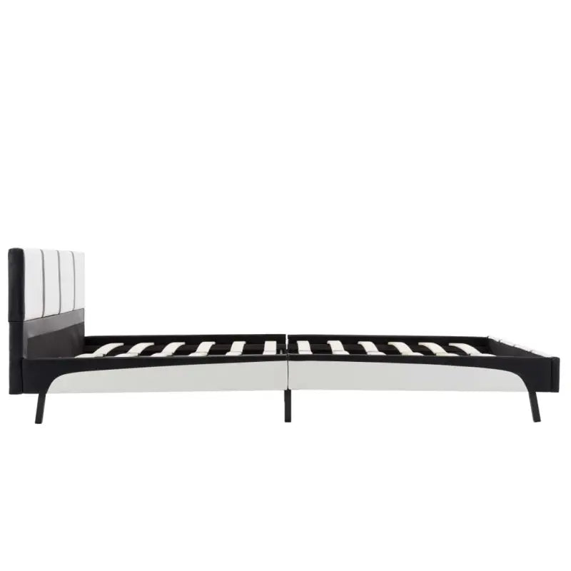 Elegant klassiek bedframe met gepoedercoat stalen poten en gevoerde hoes - Wit en zwart / 90 x 200 cm - Bedden &