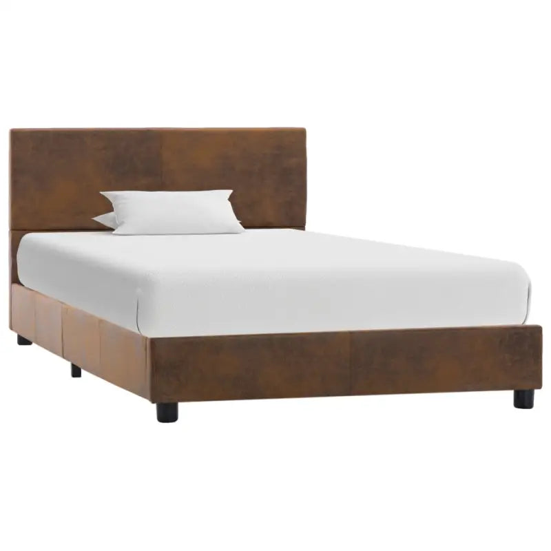 ELEGANT KUNSTSUÉDE BEDFRAME MET COMFORTABEL HOUBORD - Bruin / 100 x 200 cm - Bedden & bedframes