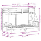 Elegant metalen stapelbed met massief grenenhout voor compacte kamers - Wasbruin / 1 - Bedden & bedframes