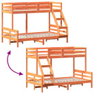 Elegant metalen stapelbed met massief grenenhout voor compacte kamers - Wasbruin / 1 - Bedden & bedframes