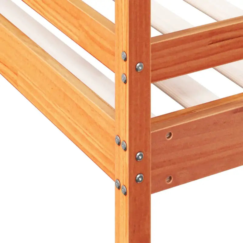 Elegant metalen stapelbed met massief grenenhout voor compacte kamers - Wasbruin / 1 - Bedden & bedframes
