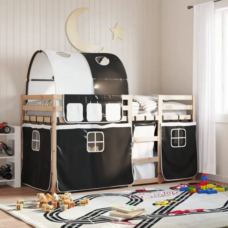 Elegant metalen stapelbed van massief grenenhout voor kleine kamers - Zwart / 90 x 190 cm - Bedden & bedframes