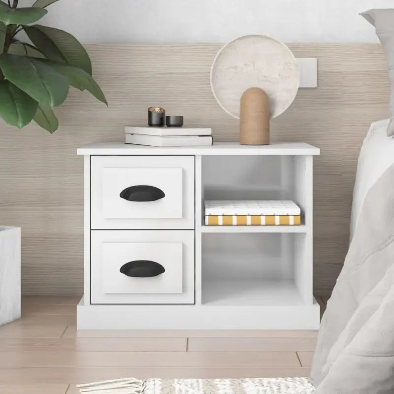 Elegant Nachtkastje van Behandeld Hout voor Tijdloze Interieurstijl - Hoogglans wit / 1 - Nachtkastjes