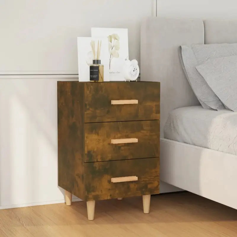 ELEGANT NACHTKASTJE VAN BEWERKT HOUT MET TTIMELOOSE DESIGN - Gerookt eiken / 1 - Nachtkastjes