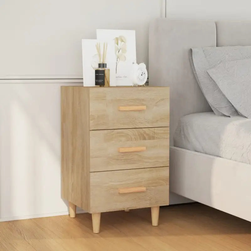 ELEGANT NACHTKASTJE VAN BEWERKT HOUT MET TTIMELOOSE DESIGN - Sonoma eiken / 1 - Nachtkastjes