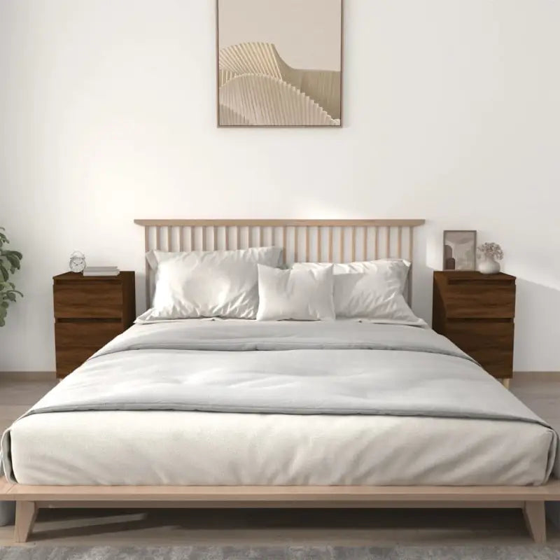 Elegant nachtkastje van bewerkt hout voor een tijdloze uitstraling - bruin eikenkleur / 2 - Nachtkastjes