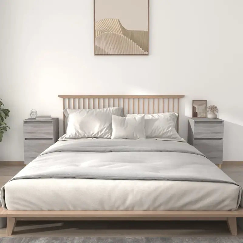 Elegant nachtkastje van bewerkt hout voor een tijdloze uitstraling - Grijs sonoma / 2 - Nachtkastjes