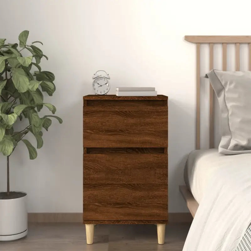 Elegant nachtkastje van bewerkt hout voor een tijdloze uitstraling - bruin eikenkleur / 1 - Nachtkastjes