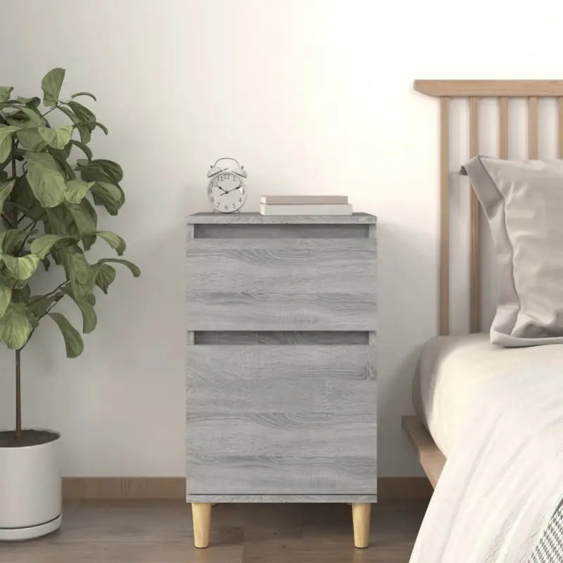 Elegant nachtkastje van bewerkt hout voor een tijdloze uitstraling - Grijs sonoma / 1 - Nachtkastjes