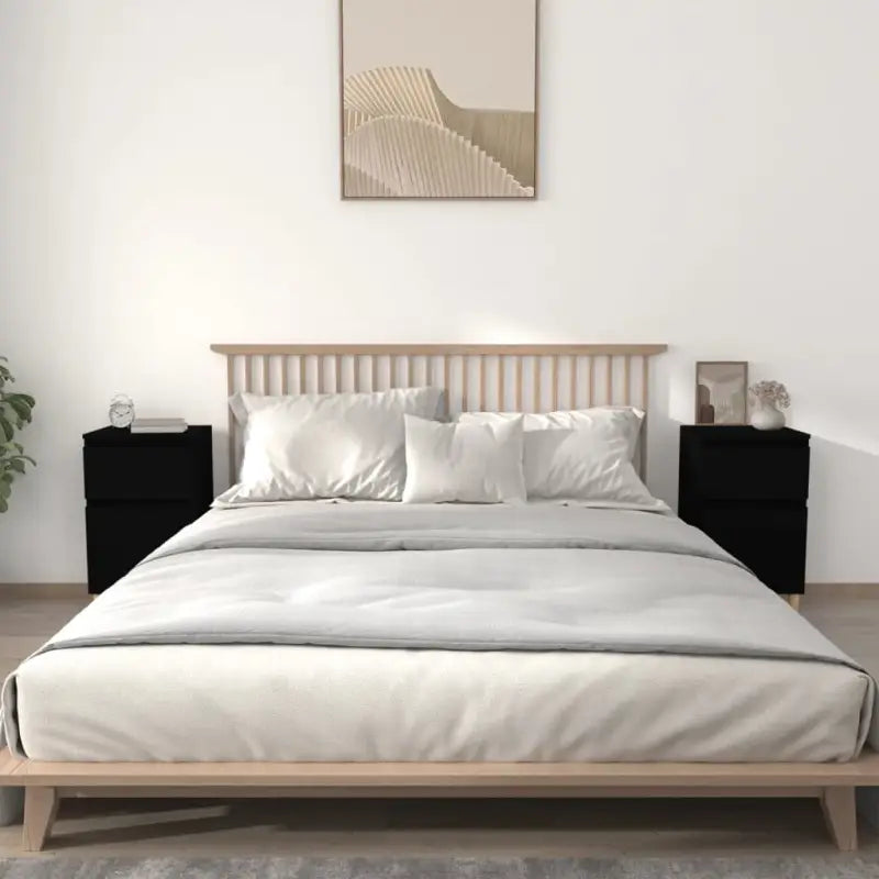 Elegant nachtkastje van bewerkt hout voor een tijdloze uitstraling - Zwart / 2 - Nachtkastjes