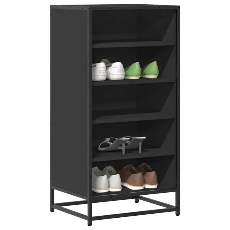 Elegant schoenenrek van bewerkt hout voor een opgeruimde ruimte - Zwart / 6 - Schoenenrekken