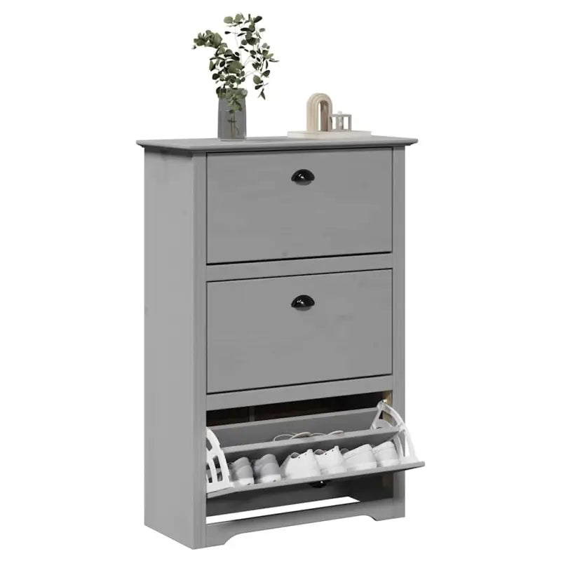 Elegant schoenenrek van massief grenenhout voor een opgeruimde ingang - Grijs / 1 - Schoenenrekken