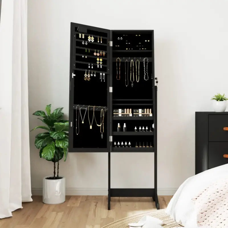 Elegant sieradenkast met LED-verlichting en bewerkt hout - Spiegels