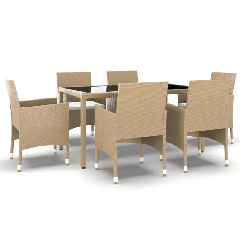 Elegant tuinset met poly rattan en gehard glas voor terras ontspanning - Beige - Tuinsets