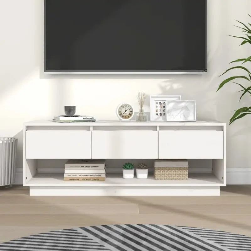 Elegant TV-Meubel van Massief Grenenhout met Strakke Lijnen - Wit / 1 - Tv-meubels