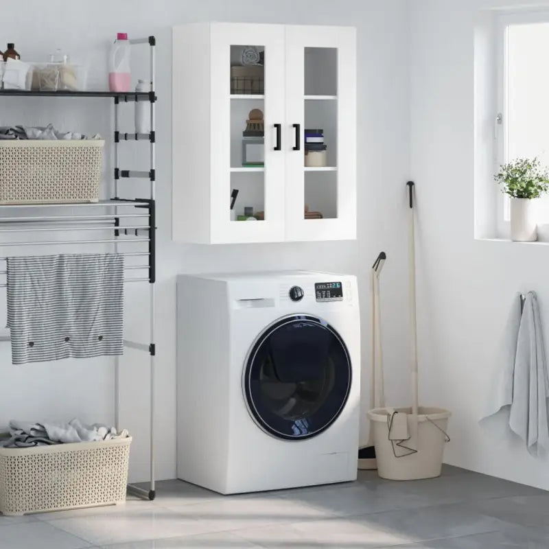 Elegant wandkast van bewerkt hout voor een tijdloze interieur uitstraling - Wit / 1 - Dressoirs & buffetkasten