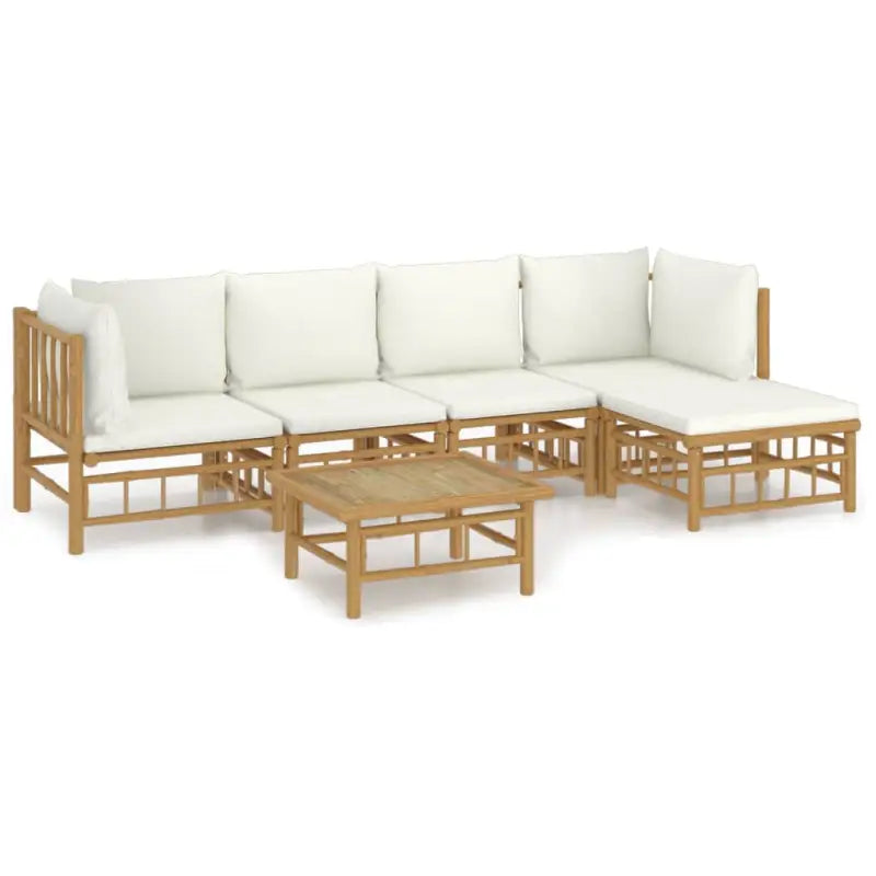 Elegante bamboe tuinset met comfortabele afmeting zitting en rugkussen - Tuinsets