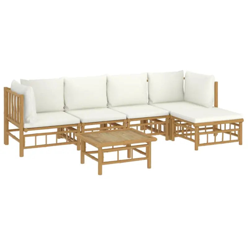 Elegante bamboe tuinset met comfortabele afmeting zitting en rugkussen - Tuinsets