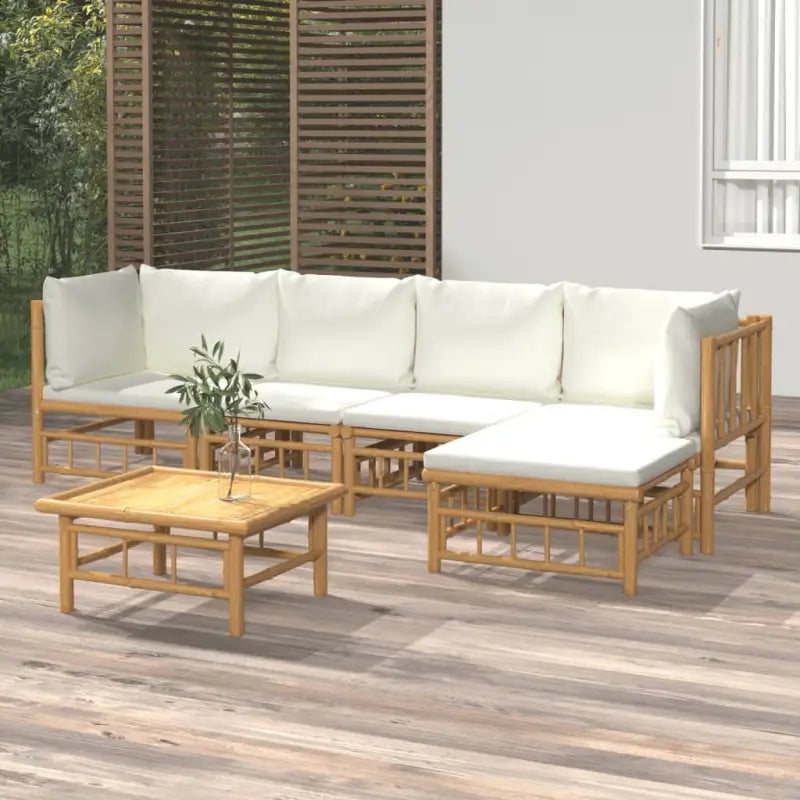 Elegante bamboe tuinset met comfortabele afmeting zitting en rugkussen - Tuinsets