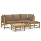 Elegante bamboe tuinset met comfortabele afmetingen en rugkussen - Tuinsets