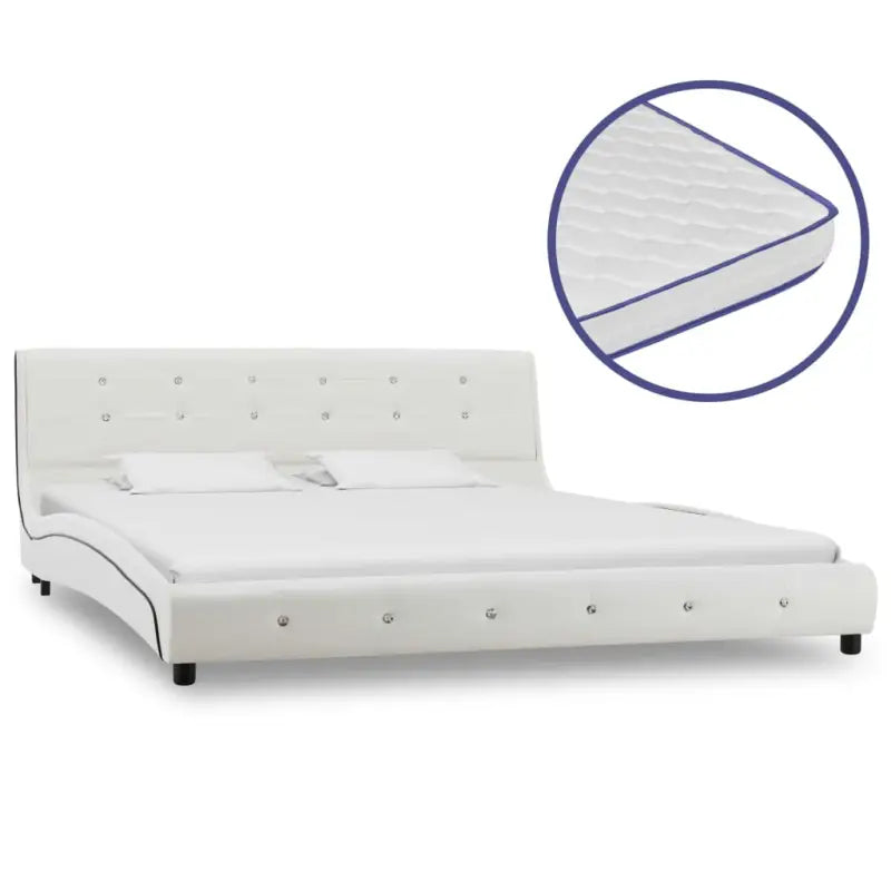 Elegante bedframe met stalen poten en polyester buitenlaag - Wit / 160 x 200 cm - Bedden & bedframes