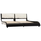 Elegante bedframe met stalen poten voor een moderne slaapkamer uitstraling - zwart en wit (harig hoofdbord) / 180 x 200