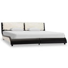 Elegante bedframe met stalen poten voor een moderne slaapkamer uitstraling - zwart en wit (harig hoofdbord) / 180 x 200