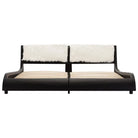 Elegante bedframe met stalen poten voor een moderne slaapkamer uitstraling - zwart en wit (harig hoofdbord) / 180 x 200