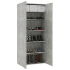 Elegante bewerkt hout schoenenkast voor je slaapkamer of gang - Betongrijs / 1 - Schoenenrekken