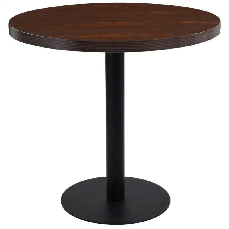 Elegante bistrotafel met houtnerf en stalen poot - Donkerbruin en zwart / 80 x 75 cm / 1 - Eettafels