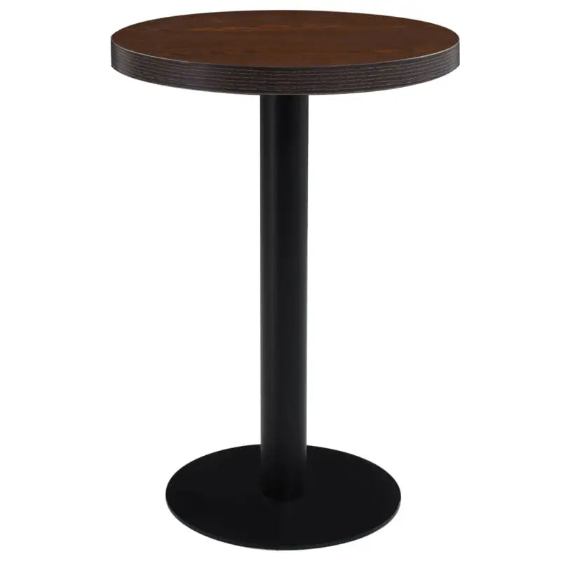 Elegante bistrotafel met houtnerf en stalen poot - Donkerbruin en zwart / 60 x 75 cm / 1 - Eettafels