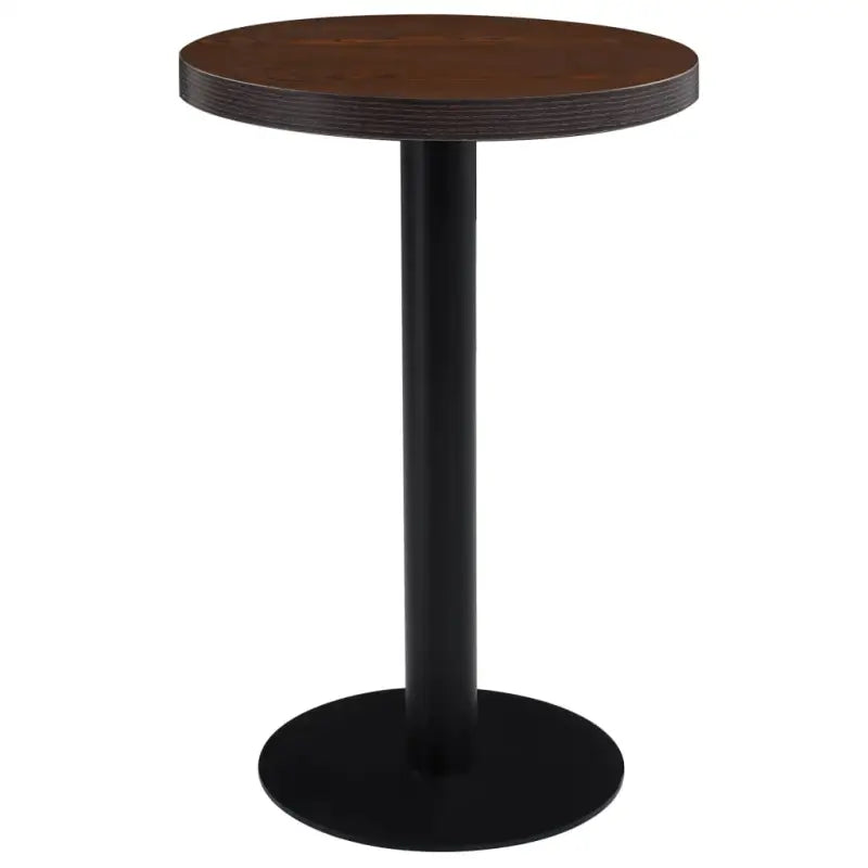 Elegante bistrotafel met houtnerf en stalen poot - Donkerbruin en zwart / 50 x 75 cm / 1 - Eettafels