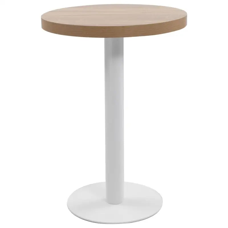 Elegante bistrotafel met houtnerf en stalen poot - Lichtbruin en wit / 60 x 75 cm / 1 - Eettafels