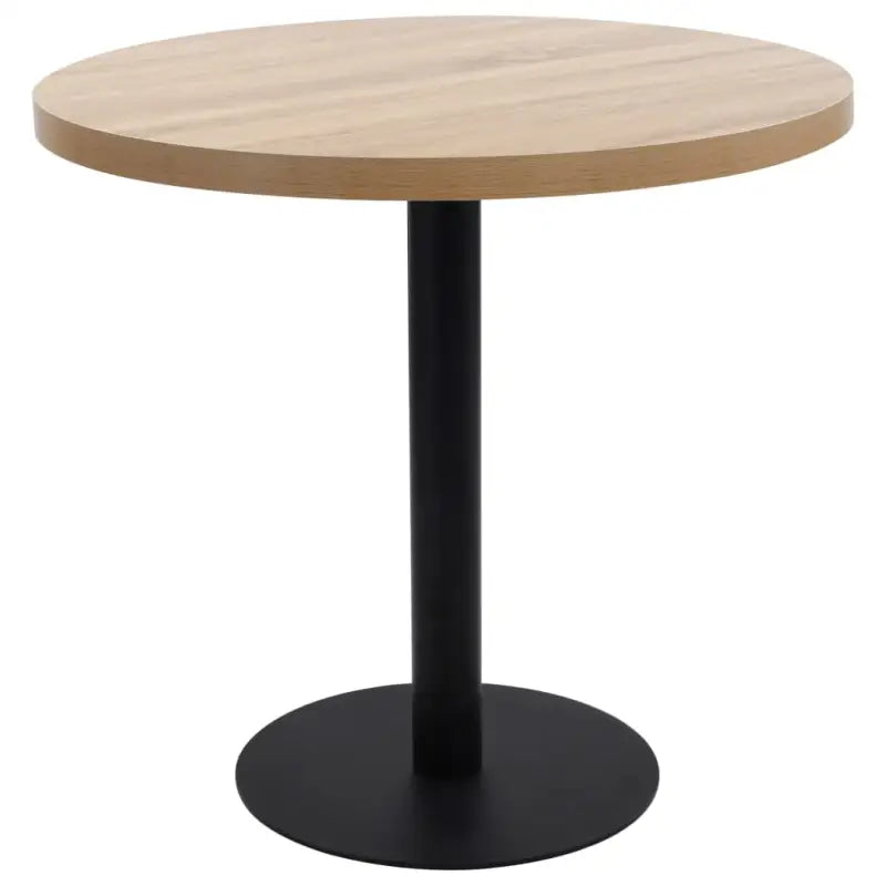 Elegante bistrotafel met houtnerf en stalen poot - Lichtbruin en zwart / 80 x 75 cm / 1 - Eettafels