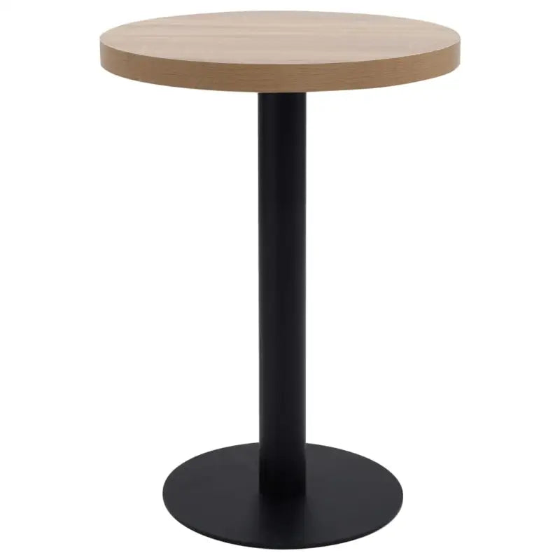 Elegante bistrotafel met houtnerf en stalen poot - Lichtbruin en zwart / 60 x 75 cm / 1 - Eettafels