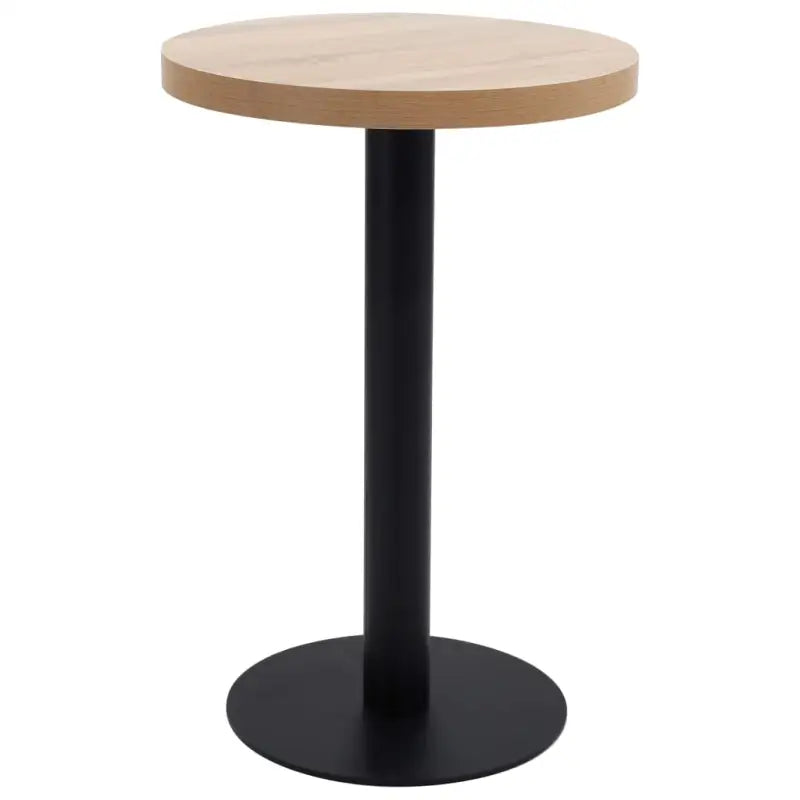 Elegante bistrotafel met houtnerf en stalen poot - Lichtbruin en zwart / 50 x 75 cm / 1 - Eettafels