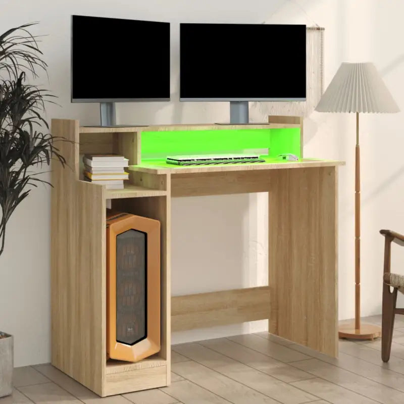 Elegante bureau met praktisch ontwerp en LED-verlichting voor moderne interieurs - Bureaus