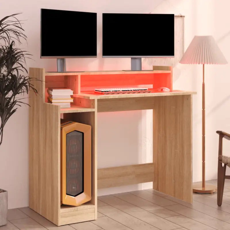 Elegante bureau met praktisch ontwerp en LED-verlichting voor moderne interieurs - Bureaus
