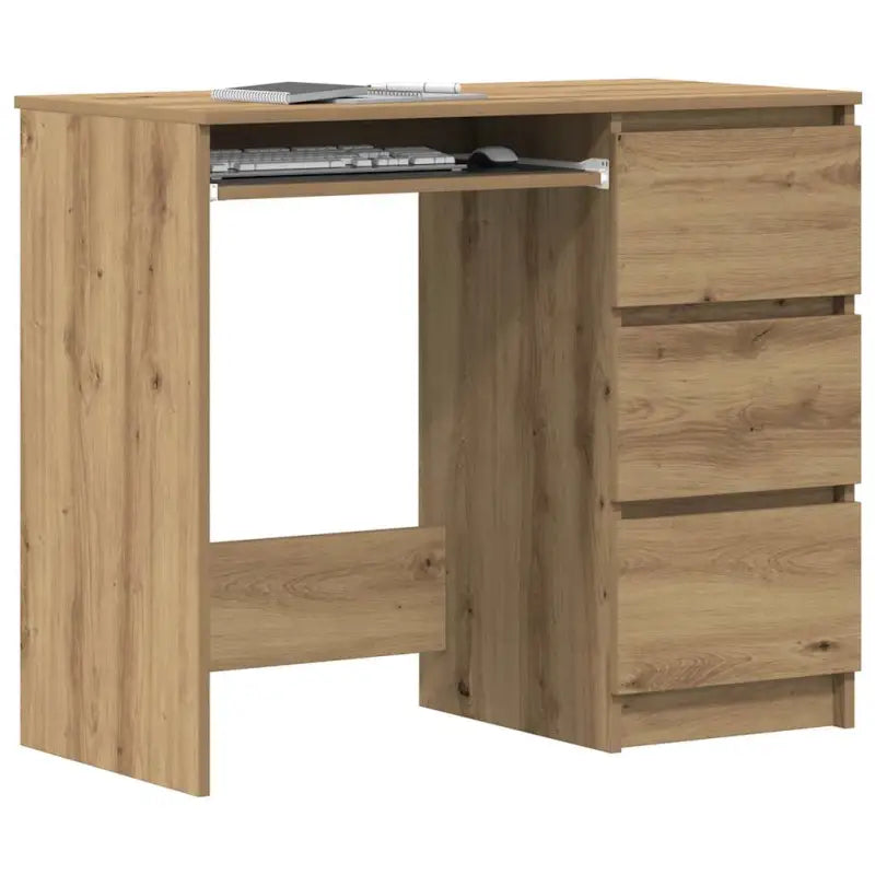 Elegante bureau van bewerkt hout met hoogglans wit afwerking - artisanaal eikenkleurig - Bureaus