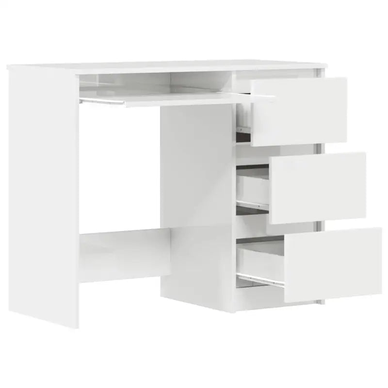 Elegante bureau van bewerkt hout met hoogglans wit afwerking - Bureaus