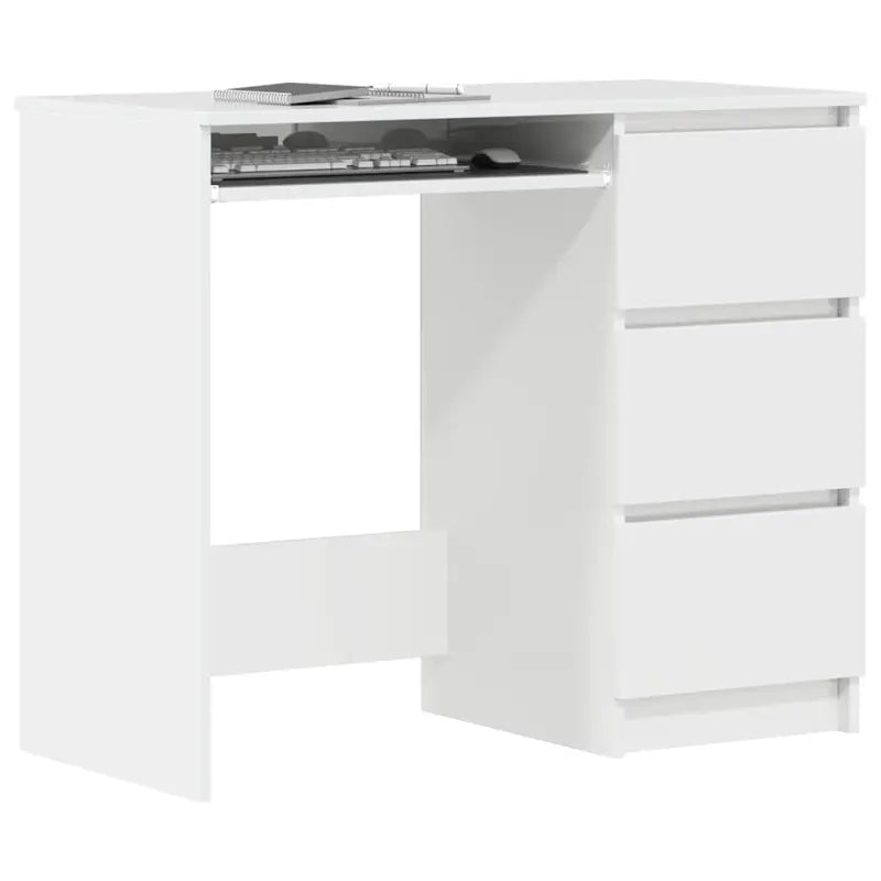 Elegante bureau van bewerkt hout met hoogglans wit afwerking - Bureaus