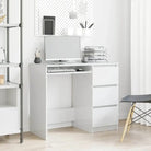 Elegante bureau van bewerkt hout met hoogglans wit afwerking - Bureaus