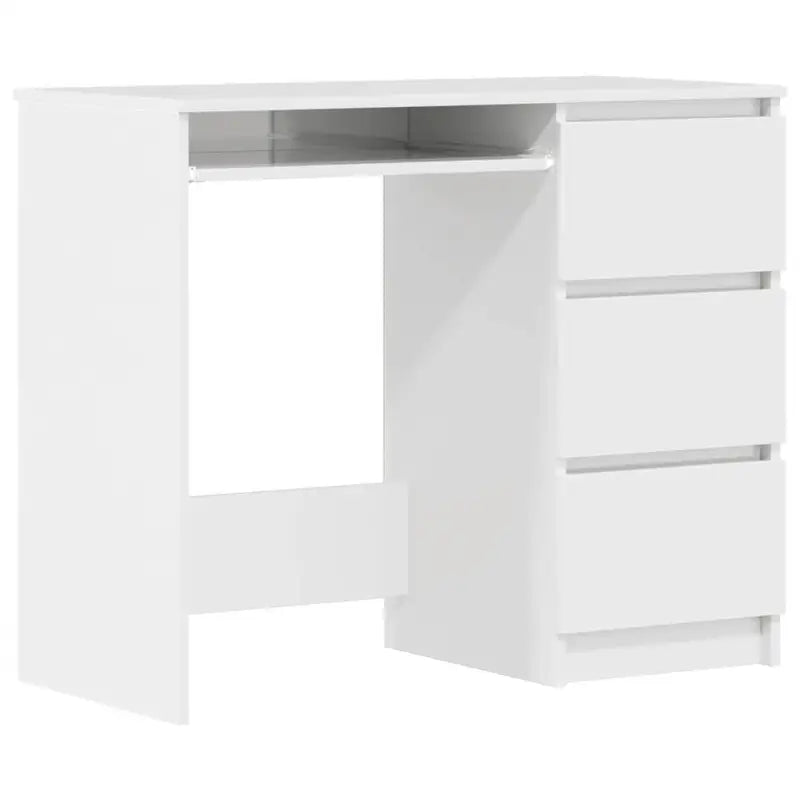 Elegante bureau van bewerkt hout met hoogglans wit afwerking - Bureaus