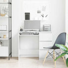 Elegante bureau van bewerkt hout met hoogglans wit afwerking - Bureaus