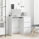 Elegante bureau van bewerkt hout met hoogglans wit afwerking - Wit - Bureaus