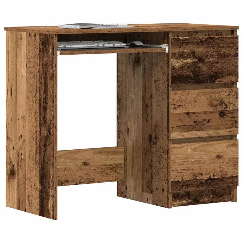 Elegante bureau van bewerkt hout met hoogglans wit afwerking - Oud hout - Bureaus