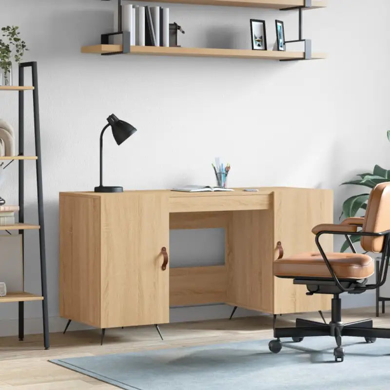 Elegante bureau van bewerkt hout voor studeer- en werkkamers - Sonoma eiken - Bureaus