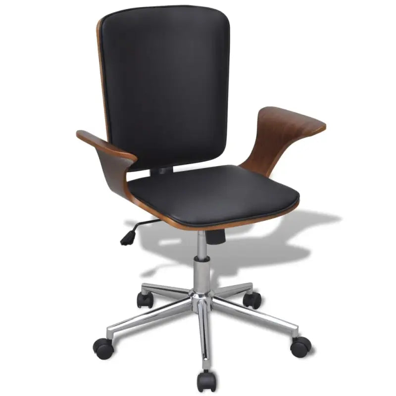 Elegante bureaustoel met gebogen houten ontwerp voor moderne interieurs - Zwart en bruin / 1 - Bureaustoelen